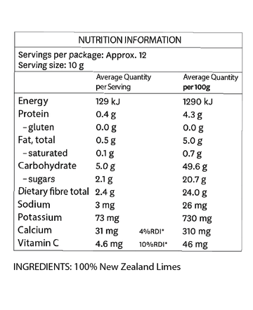 nutritional value dried limes