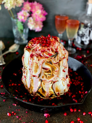 Quadruple chocolate baked alaska flambe